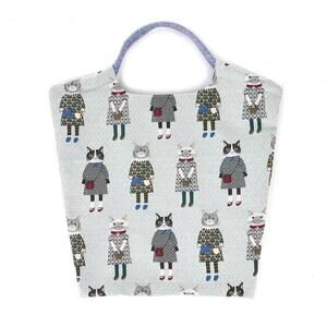 Kusuguru Japan Nago Cats Lady Large Tote Brocade Fabric Light Mint NWT